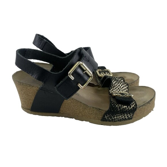 Mephisto Lissandra Wedge Sandals Adjustable Comfort Black Condor Leather 39 US 9 - Picture 2 of 16